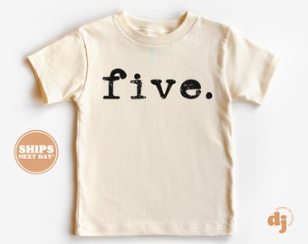 5th Birthday Toddler Shirt - Five Kids Birthday Shirt - Fifth Birthday Natural Toddler Tee #5920