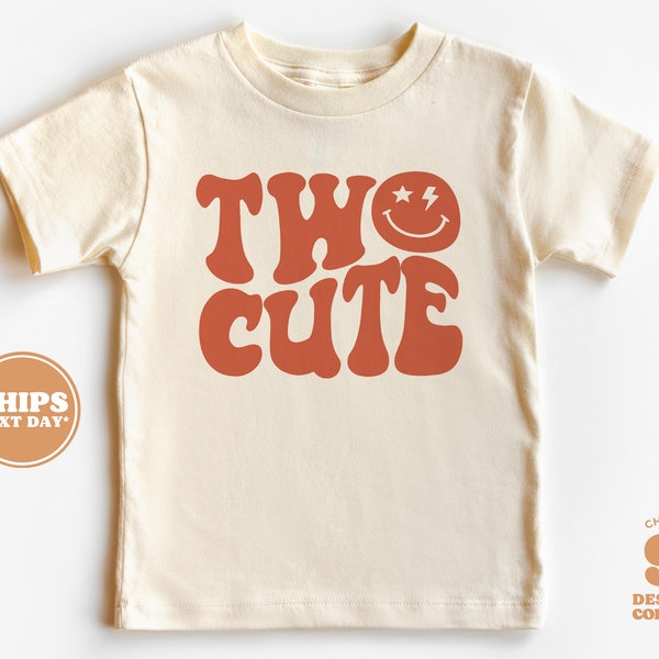 2nd Birthday Toddler Shirt - Two Cute Smile Face Kids Birthday Shirt - Second Birthday Natural Toddler Tee #5257-C