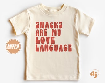 Toddler T-shirt - Snacks are my Love Language Kids Retro T-Shirt - Retro Natural Infant, Toddler, Youth & Adult Tee #6089