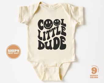 Cool Little Dude Baby Bodysuit - Boy Smile Face Bodysuit - Cute Natural Baby Bodysuit & Tee #5150-C