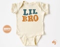 Lil Bro Baby Bodysuit - Retro Pregnancy Announcement Bodysuit - Boys Natural Baby Bodysuit #5813