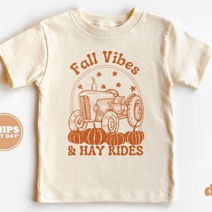 Toddler Thanksgiving Shirt - Fall Vibes and Hayrides Kids Thanksgiving Shirt - Fall Natural Infant, Toddler & Youth Tee #5379
