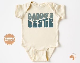 Baby Bodysuit - Daddy's Bestie Bodysuit - Father's Day Baby Boy Retro Natural Baby Bodysuit #5655