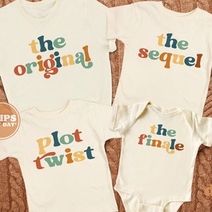 Matching Siblings Shirts - The Original, Sequel, Finale - Retro Shirts - Pregnancy Announcement Family Shirts #6222-C