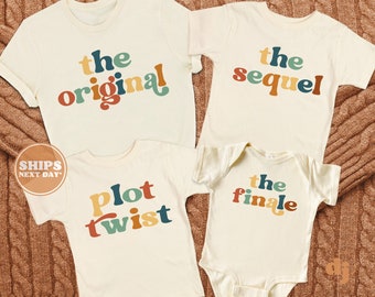 Matching Siblings Shirts - The Original, Sequel, Finale - Retro Shirts - Pregnancy Announcement Family Shirts #6222-C