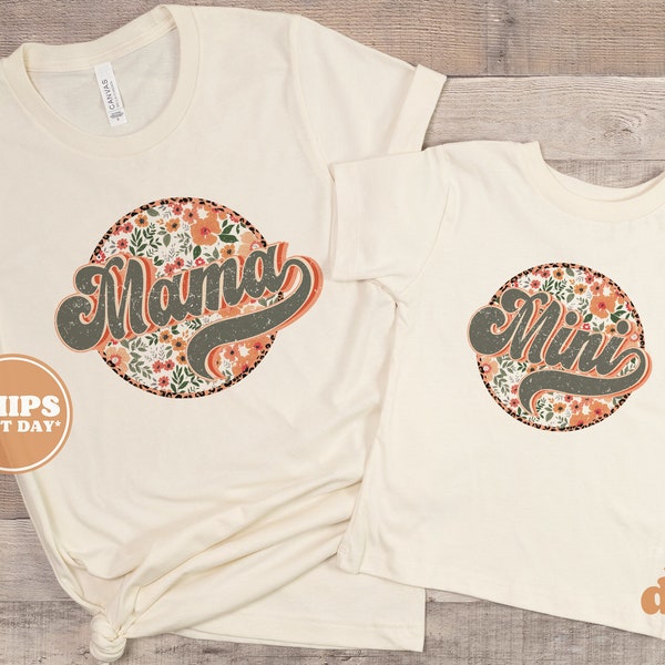 Mommy and Me Shirts - Mama and Mini Floral Retro Shirts - Mother's Day Shirts #5633