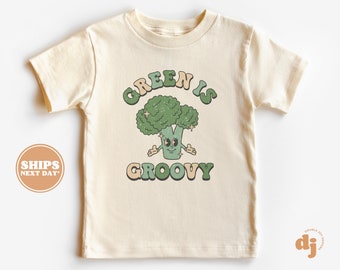 Toddler T-shirt - Green is Groovy Kids Retro TShirt - Retro Natural Infant, Toddler & Youth Tee  #5376