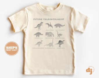 Toddler T-shirt - Dinosaurs Future Paleontologist Kids Retro TShirt - Retro Natural Infant, Toddler & Youth Tee #5627