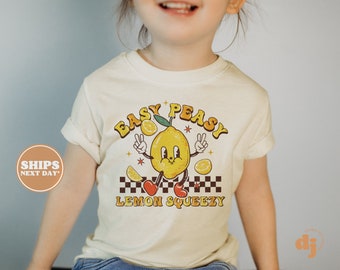 Toddler T-shirt - Easy Peasy Lemon Squeezy Kids Retro TShirt - Retro Funny Natural Infant, Toddler & Youth Tee #5830