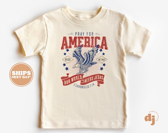 Christian Shirts for Kids - Jesus shirt - Pray for America Natural Infant, Toddler & Youth Tee #6385