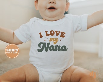 Baby Bodysuit - I Love My Nana Bodysuit - Grandma's Retro Natural Baby Bodysuit #5784