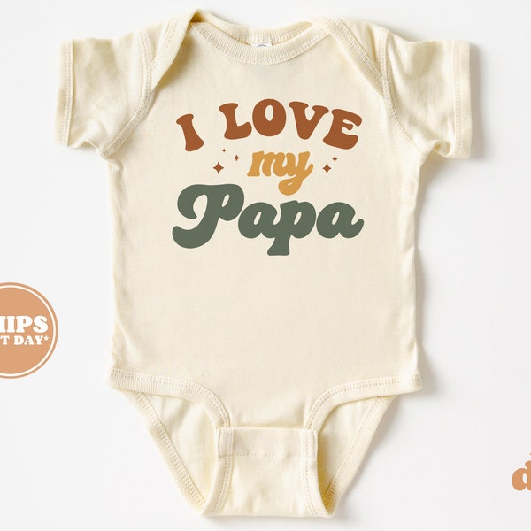 Baby Bodysuit - I Love My Papa Bodysuit - Grandpa's Baby Retro Natural Baby Bodysuit #5785