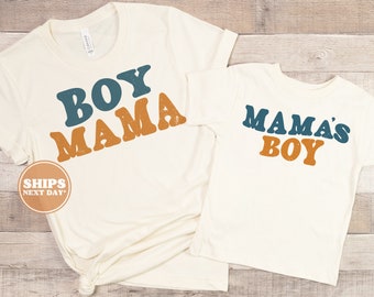 Mommy and Me for Boys Shirts - Boy Mama and Mama's Boy Checkered Print Retro Shirts - Mother's Day Shirts #5906