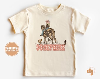 Personalized Girl Shirt - Cowgirl Western Toddler Shirt - Personalized Infant, Toddler & Youth Natural Tee #5892