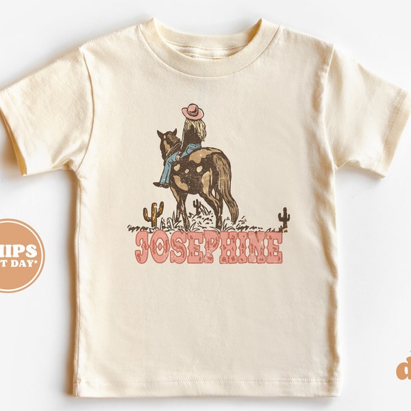 Personalized Girl Shirt - Cowgirl Western Toddler Shirt - Personalized Infant, Toddler & Youth Natural Tee #5892