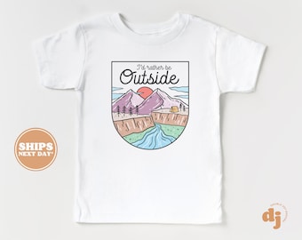 Kids Summer Shirt - I'd Rather be Outside Kids Retro TShirt - Summer Retro Natural Infant, Toddler, Youth & Adult Tee #5606