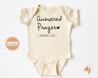 IVF Baby, Rainbow Baby - Answered Prayer 1 Samuel 1:27 - Cute Vintage Baby Bodysuit, Newborn Baby #6217