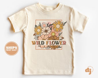 Toddler T-shirt - Wild Flower Kids Retro TShirt - Retro Natural Infant, Toddler, Youth & Adult Tee #5696