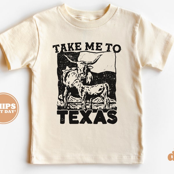 Kids Summer Shirt - Take Me To Texas Kids Retro TShirt - Western Farm Retro Natural Infant, Toddler, Youth & Adult Tee #5862