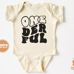 Onederful 1st Birthday Baby Bodysuit, Boy, Girl, Groovy, Gender Neutral Outfits, Onederful  #5055-C