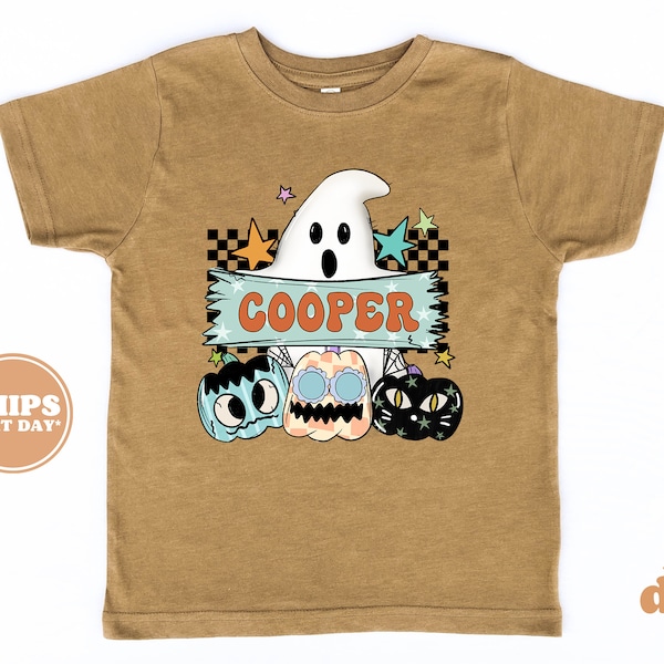 Personalized Boy Shirt - Halloween Toddler Shirt - Personalized Infant, Toddler & Youth Natural Tee #5904