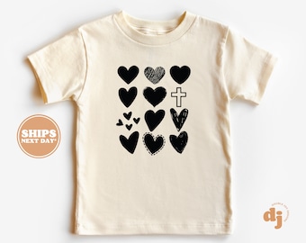 Christian Shirts for Kids -  Heartful Cross - Christian Shirt - Jesus Natural Infant, Toddler, Youth & Adult Tee #6114