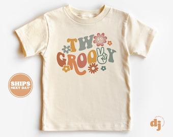 2nd Birthday Girl Toddler Shirt - Two Groovy Kids Birthday Shirt - Second Birthday Natural Toddler Tee #5393