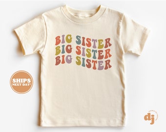 Big Sister Toddler Shirt - Retro Kids Pregnancy Announcement Shirt - Sibling Natural Toddler & Youth Tee #5235