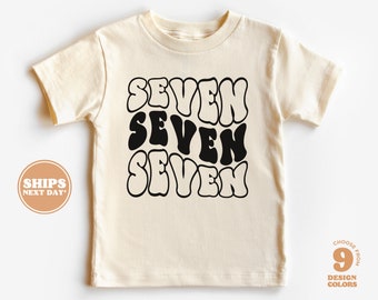 7th Birthday Toddler Shirt - Seven Seven Seven Birthday Shirt - Seventh Birthday Natural Youth Tee  #5779-C