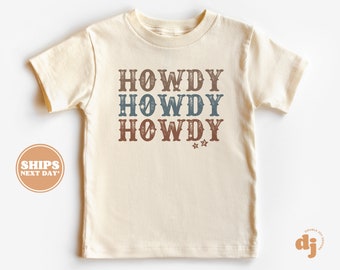 Toddler T-shirt - Howdy Howdy Howdy Kids Retro TShirt - Western Retro Natural Infant, Toddler & Youth Tee #5600