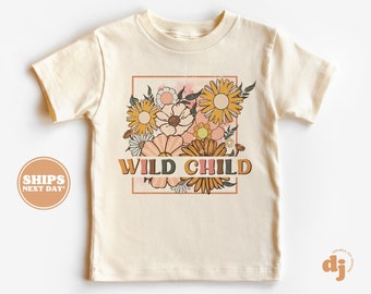 Toddler T-shirt - Wild Child Kids Retro TShirt - Retro Natural Infant, Toddler, Youth & Adult Tee #5699