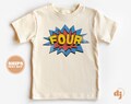 4th Birthday Toddler Shirt - Four Kids Birthday Shirt - Fourth Birthday Natural Toddler Tee #5745