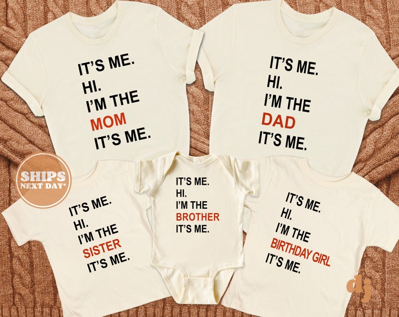 Matching Family Sibling Shirts It's Me, Hi, I'm the Brother, It's Me Retro Shirts Family Shirts 6108-C zdjęcie 1