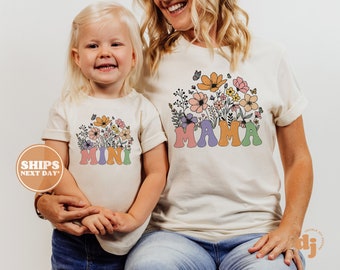 Mommy and Me Shirts - Mama and Mini Flower Boho Retro Shirts - Mother's Day Shirts #5731