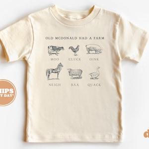 Toddler T-shirt Old McDonald Had a Farm Kids Retro TShirt Retro Natural Infant, Toddler & Youth Tee 5592 image 1