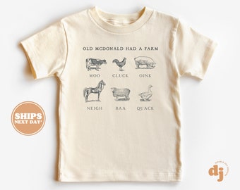 Toddler T-shirt - Old McDonald Had a Farm Kids Retro TShirt - Retro Natural Infant, Toddler & Youth Tee #5592