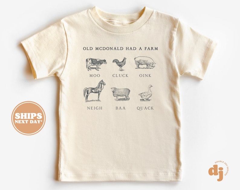 Toddler T-shirt Old McDonald Had a Farm Kids Retro TShirt Retro Natural Infant, Toddler & Youth Tee 5592 image 1