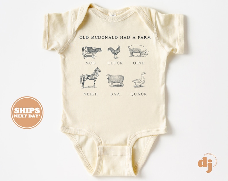 Toddler T-shirt Old McDonald Had a Farm Kids Retro TShirt Retro Natural Infant, Toddler & Youth Tee 5592 image 3