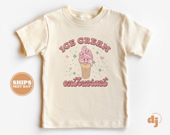 Toddler T-shirt - Ice Cream Enthusiast Kids Retro TShirt - Retro Natural Infant, Toddler & Youth Tee #5086