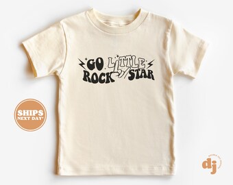 Toddler T-shirt - Go Little Rock Star Kids Retro TShirt - Retro Natural Infant, Toddler & Youth Tee #5188