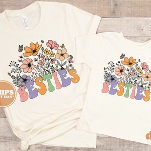 Besties Toddler Shirt - Besties Floral Boho Kids Shirt - Sibling Mommy and Me Natural Infant, Toddler & Youth Tee #5732