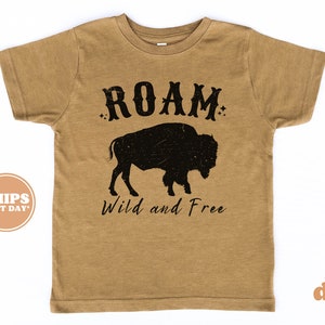 Toddler T-shirt - Roam Wild and Free Kids Retro TShirt - Retro Adventure Natural Infant, Toddler & Youth Tee #5829