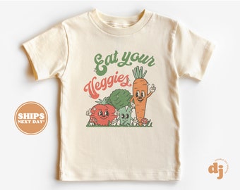 Toddler T-shirt - Eat Your Veggies Kids Retro TShirt - Retro Natural Infant, Toddler & Youth Tee #5208