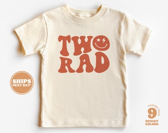 2nd Birthday Toddler Shirt - Two Rad Smile Face Kids Birthday Shirt - Second Birthday Natural Toddler Tee #5245-C