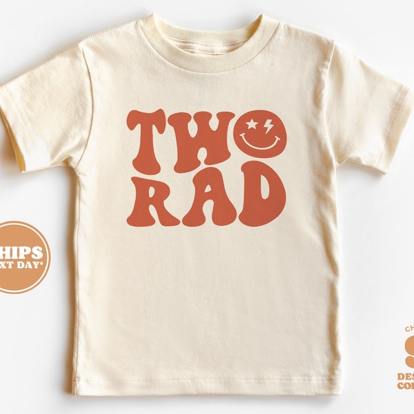 2nd Birthday Toddler Shirt - Two Rad Smile Face Kids Birthday Shirt - Second Birthday Natural Toddler Tee #5245-C