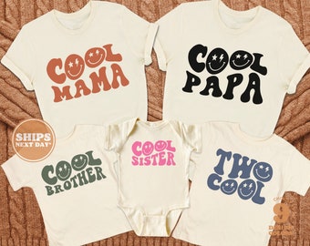 Matching Family Birthday Shirts - 2nd Birthday Cool Mama & Papa Retro Shirts - Family Birthday Shirts #6063-C