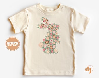 Toddler T-shirt - Flower Bunny Kids Retro TShirt - Retro Natural Infant, Toddler & Youth Tee #6156