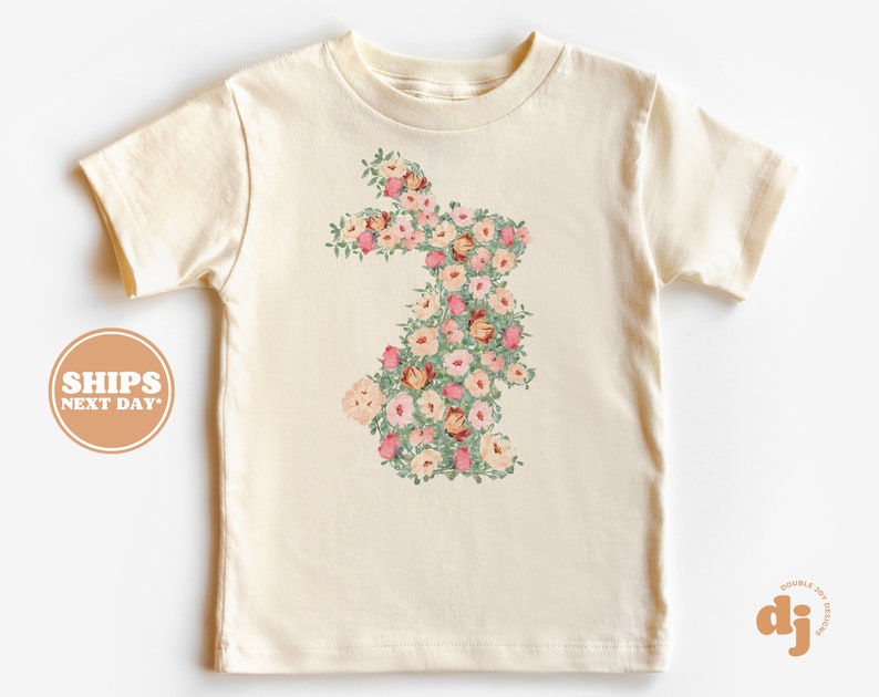 Toddler T-shirt Flower Bunny Kids Retro TShirt Retro Natural Infant, Toddler & Youth Tee 6156 image 1