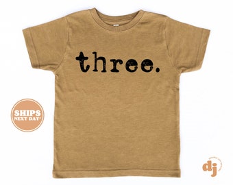 3rd Birthday Toddler Shirt - Three Kids Birthday Shirt - Third Birthday Natural Toddler Tee #5918