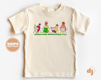 Toddler T-shirt - Summer Cool Chickens - Kids Retro TShirt - Cute Retro Natural Infant, Toddler & Youth Tee #6144